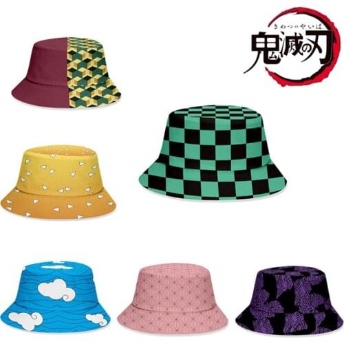 Anime Demon Slayer Kimetsu No Yaiba Cosplay Sunscreen Fisherman Hat Summer Outdoor Sunscreen Sun Couple Hat