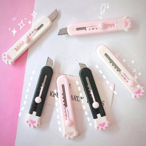 Kawaii Mini Pocket Cat Paw Art Utility Knife Express Box Knife Paper Cutter Craft Wrapping Refillable Blade Stationery