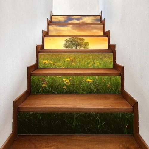 Print Art Picture View Glass Tree Sky Stair Sticker DIY Home Decor Decals Self Adhesive Waterproof Mural For Bedroom Renovation