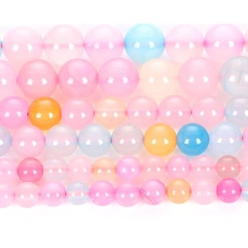 Natural Stone Pink Morgan Charm Round Loose Beads For Jewelry Making Bracelets Needlework DIY Accessories Strand 6-12 MM