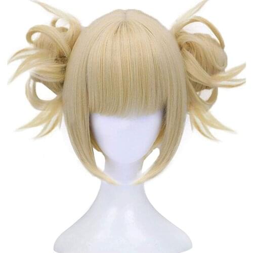 Hair Cap Blonde Wigs Anime Cosplay Wigs Short Wavy Synthetic Hair with Bangs Fringe Hairstyles for Lonita Party