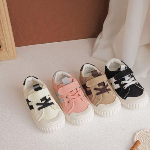 New Arrival Childrens Canvas Shoes Solid Hook and Loop Fasteners Boys and Girls Casual Shoes Soft Soled Kids Board Shoes