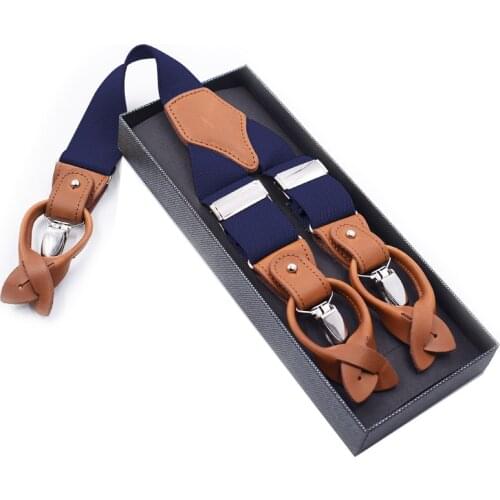 Mans Suspenders Genuine Leather giarrettiere Male Casual suspensorio button-end Trousers Strap Father/Husbands Gifts NBD9123