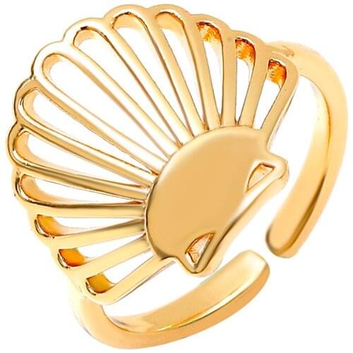 Hollow Geometric Stainless Steel Shell Shape Ring Bohemia Personality Exaggerated Fashion Women Finger Jewelry Gift Accessories