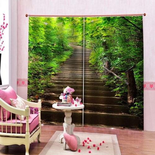 Luxury Blackout 3D Window Curtains For Living Room Bedroom green scenery curtains Decoration curtains