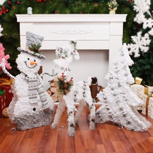 White Glowing Snowman Christmas Decoration Window Scene House Christmas Decorations Hotel Counter Craft Ornaments for the Family