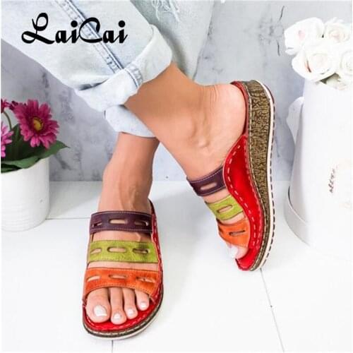 Womens Shoes Large Size Color Matching Slippers Womens Comfortable Lightweight Summer New Platform Wedge Fashion Sandals Woman