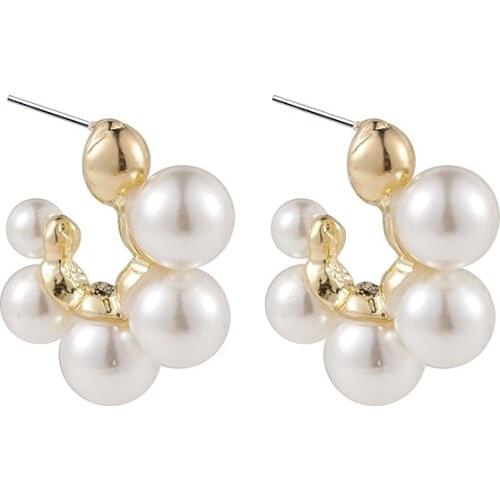 Korean Round Pearl Earrings Fashion Simple Temperament Eardrops Earrings For Women New Arrival Wholesale