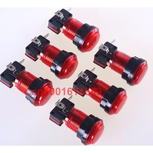LED Arcade Game DIY Parts 6pcs 30mm 5V LED illuminate Light Round Arcade Game Push Buttons Arcade Game & MAME Jamma DIY - Red