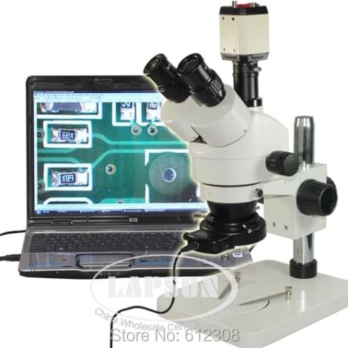 7X-45X Trinocular Industry Inspection Zoom Stereo Microscope + 30X-200X VGA USB AV TV Video Camera +LED Light + C-Mount adapter
