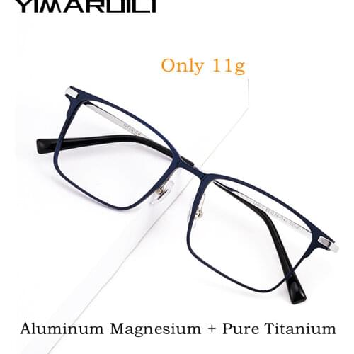 Men Ultralight Pure Titanium Glasses Frame Business Full Frame Aluminum-Magnesium Glasses Frame Prescription Glasses Frame 5051