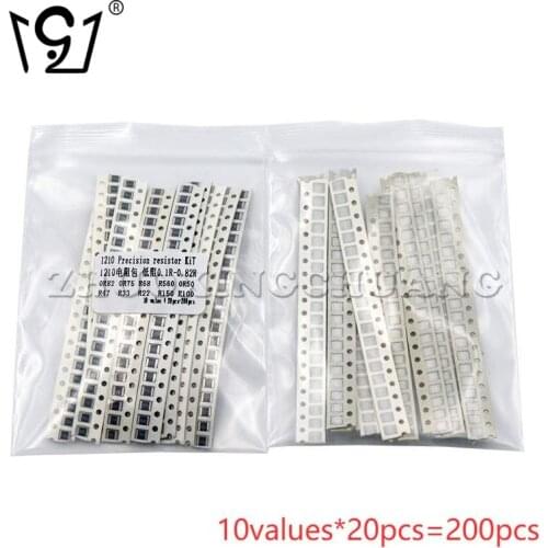 200PCS 1210 SMD resistor package component package low resistance 0.1R~1R precision resistor sample package 10values*20pcs