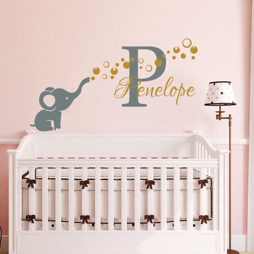 YOYOYU Vinyl Wall Decal Elephant Personalized Name Wall Sticker for kids room decoration Nursery Mural Wall Decor GY25