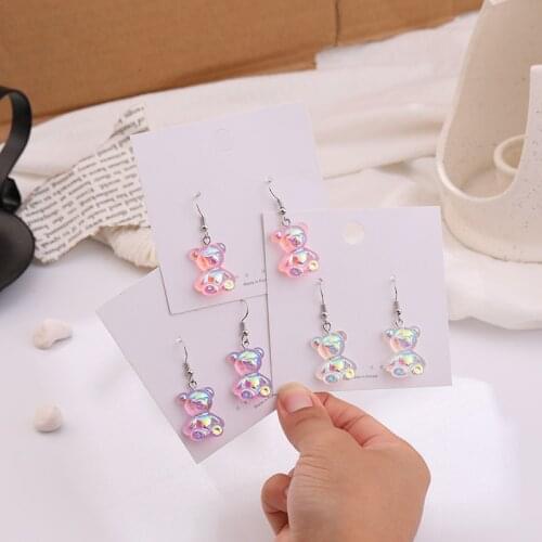 2020 Fashion Funny Mini Multicolor Jelly Gummy Bears Drop Earrings for Women Cute Little Animal Dangle Earrings Jewelry