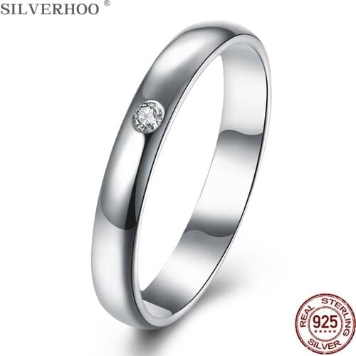 SILVERHOO 925 Sterling Silver Rings Minimalist New Arrival Tiny Zircon Women Ring Wholesale Fine Silver Jewelry Girlfriend Gift