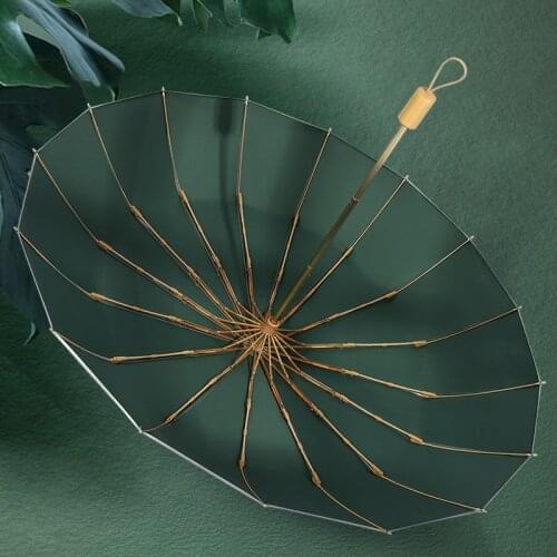 Umbrella Retro minimalist 16 bone large weather-resistant umbrella men and women fold twouse umbrella umbrella sun protection UV