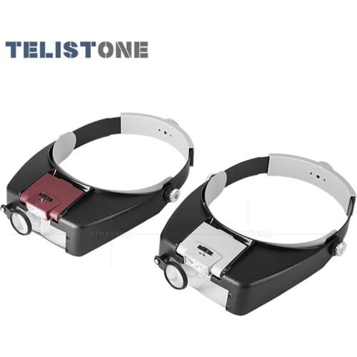 1.5X 3X 6.5X 8X Headband Magnifier Glasses Helmet Style Loupe Lens LED Lights Loupe Microscope For Repairing Watch Reading