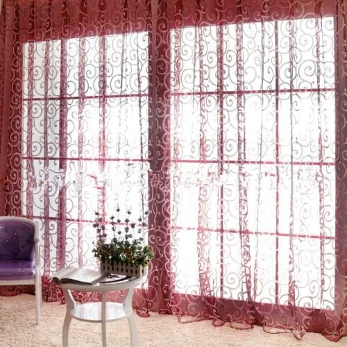 1pcs 100x200cm Hot Sale Window Screen Rod Pocket Voile Curtains with Big Hooks Pattern Fashion Curtains for Living Room