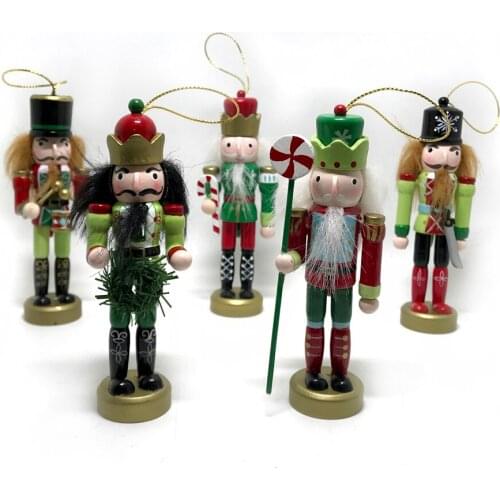 12CM Movable doll puppets Boutique nutcracker New soldier walnuts people, wood hand-painted walnut gifts 5 pcs/lot HT143