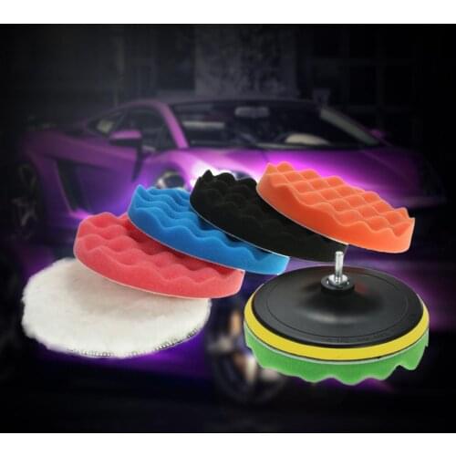 7Pcs 3 Inch Car Auto Polishing Pads Waxing Buffing Disc Sponge Sander Sealing Glaze For Car Polisher Drill Adapter