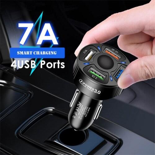 7A 5V Car Chargers 4 Ports Fast Charging For iPhone 11 Xiaomi Huawei Mobile Phone Charger USB Car charger Adapter