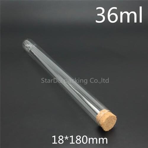 Free shipping round bottom tube cork tube 18*180mm high temperature resistant thick glass tube 36ml high-quality 10pcs