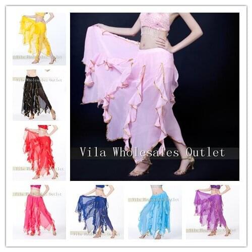 Shining Satin Long Spanish Skirt Swing dancing Belly Dance Costume Ballet skirt Ballroom skirt Latin skirt Flamenco 9 colors