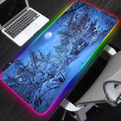 RGB large mouse pad moon planet landscape high-definition mouse pad, suitable for office gamers, waterproof and easy to clean