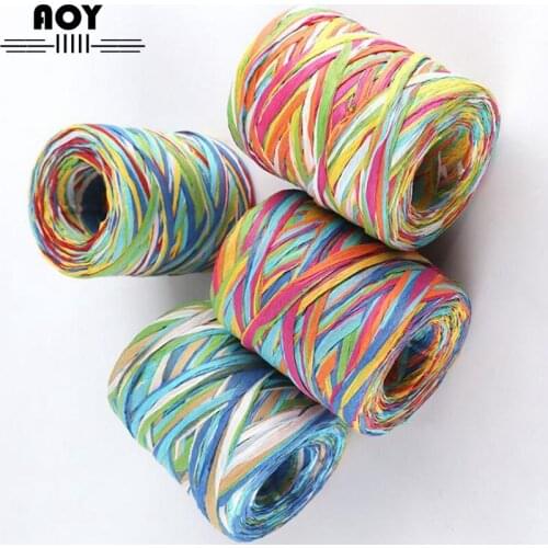 80M/Roll 4 Color Paper Rope Raffia Handmade DIY Decoration Cords for Candy Gift Packing Crafts String Wedding Party Decoration