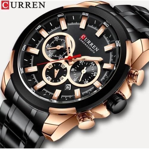 CURREN Watches Men Luxury Brand Chronograph Men Sports Watches Waterproof Full Steel Quartz Mens Watch Relogio Masculino