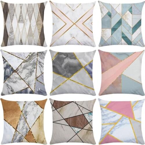 Marble Texture Pillowcase Soft Plush Pillow Case Geometric Gold Paint Cushion Pillows Cover Throw Pillows Cushion Cover 50x50cm