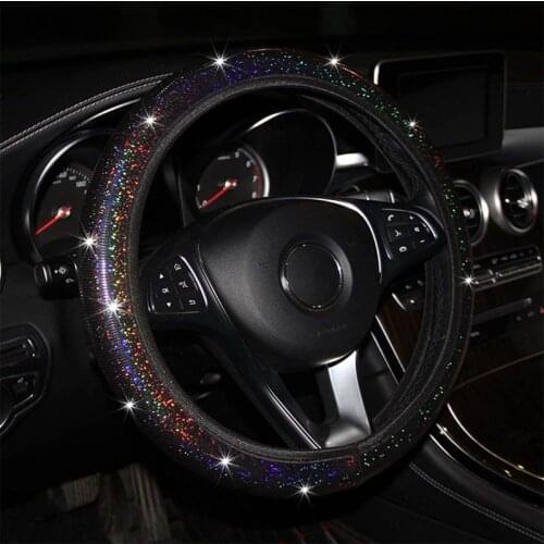 Car Steering Wheel Cover For Women Girls Colorful Bling Accessories Anti-Slip Wheel Protector Universal 37-38cm Diameter