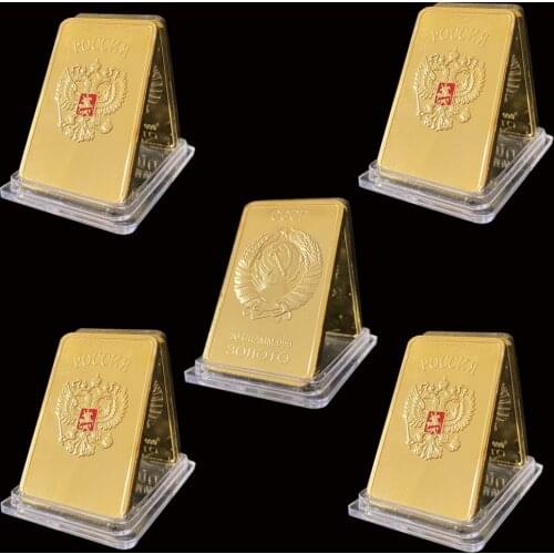 5PCS USSR Gold Bullion Bar Russian Coin For Collect With Display Case