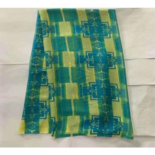 CWE/ High-grade New fashion printed design silk fabric african soft Silk Chiffon Printing lace fabric for dress 5Yards/pc (02166