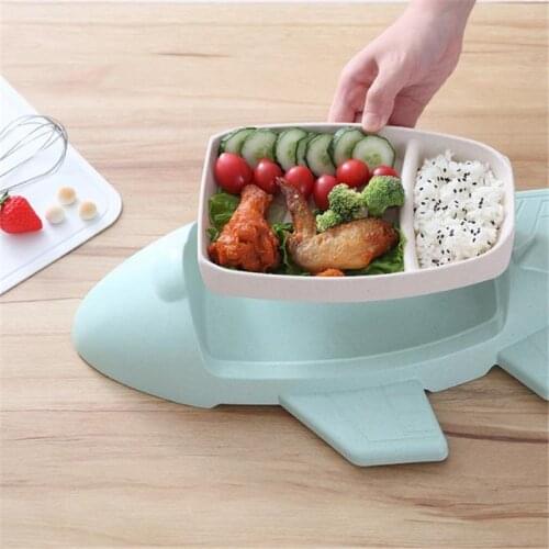 Toddler Baby Dishes Environmentally Cartoon Aircraft Shape Plate Separated Child Food Plates Kids Dinnerware Tableware Tray