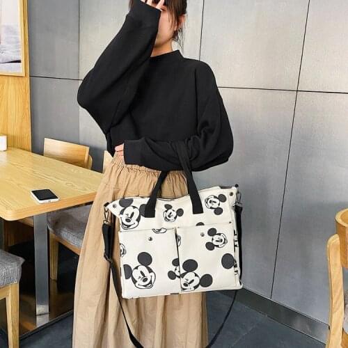 Disney handbag cartoon Mickey mouse canvas bag new messenger bag large capacity shoulder bag handbag