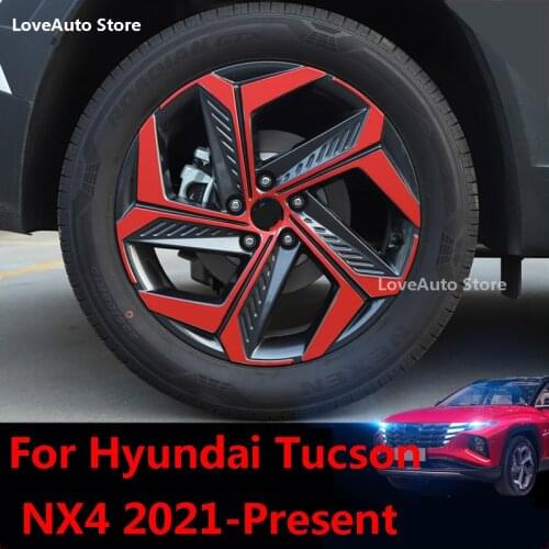 For Hyundai Tucson NX4 2021 Car Wheel Hub Sticker Carbon Fiber Decorative Anti-Scratch Stickers Cover Protection Accessories