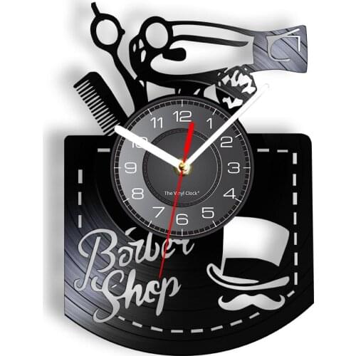 Hairstylist Tools Vinyl Record Wall Clock For Barber Shop Tools Elements Hair Salon Sign Retro Wall Watch Hairdresser Home Decor