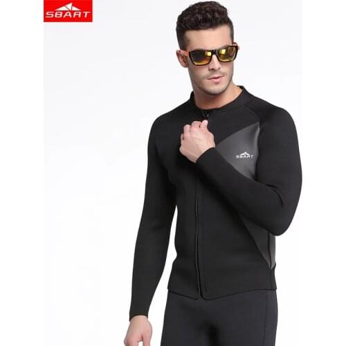 SBART Men 3MM Wetsuit Jacket Black Winter Swimming Tops Long Sleeve Rash Guard for Snorkeling Surfing Scuba Diving Equipment