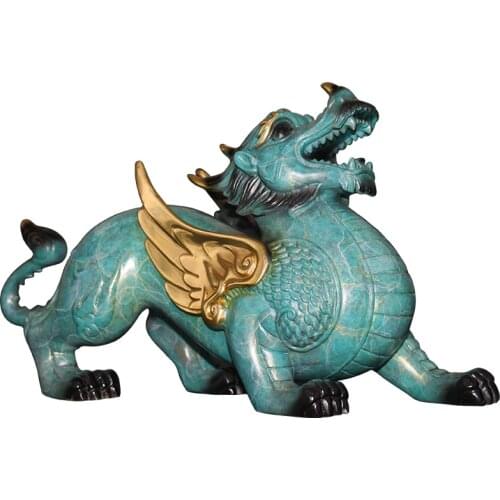 Copper Piqiu Ornaments Pure Copper Piqiu Living Room Office Desk Chinese Furnishings Carving Crafts Home Decor Figurines