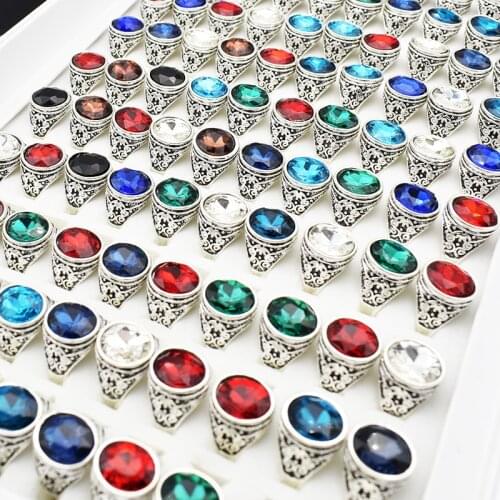 Mix Color 20 Pieces Vintage Rings For Women Metal Zine Alloy Elegant Couple Rings Wedding Engagement Ring Jewelry