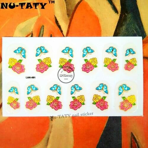 Nu-TATY 20 style Nail Wraps Stickers, Rose & Butterfly Glitter Designs, Waterproof Nail Arts Polish Gel Foils Keep 2-3 weeks