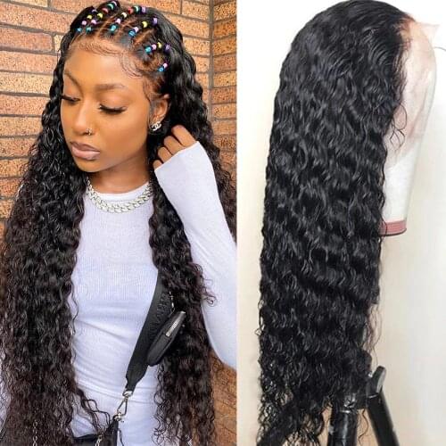 Water Wave Curly Frontal Wigs 13x4 Lace Front Human Hair Wigs 4X4 Closure Wig Pre Plucked Brazilian Wet And Wavy Wigs For Women