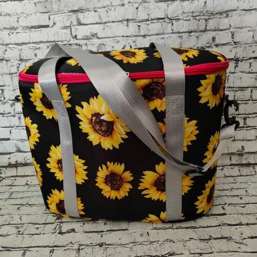 Large Capacity Insulated Leopard Sunflower Cooler Portable Lunch Bag Picnic Food Storage Bags Shoulder Tote Travel Handbag