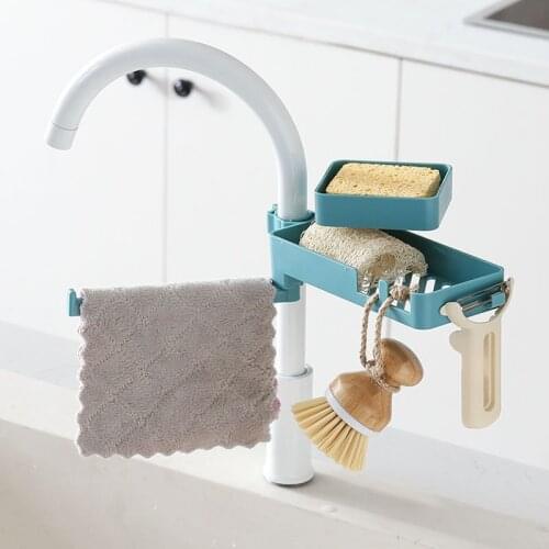 Dry Tire Rack Kitchen Double-layer Rotatable Sink Drainage Multi-function Rag Storage Towel Hanging Drainer Cabinet Organizer