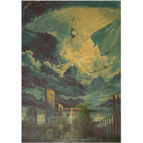The Weather Son Retro Poster Japanese Anime Kraft Paper Series Bedroom Decorative Painting Animation Pictures Home Decor