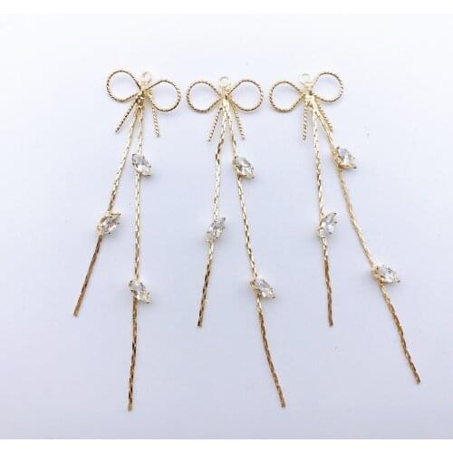 2019New 60Pcs Bow Rhinestones alloy Pendant button for DIY Jewelry Earrings or hair Accessories Handmade FY63