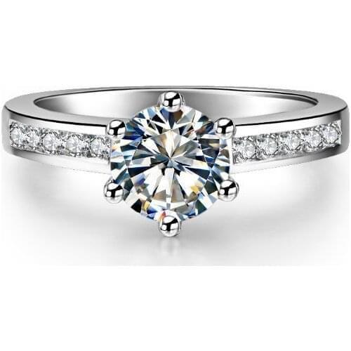 18K White Gold 750 Jewelry 1Ct 6.5mm Round Cut D Color VVS1 Moissanite Engagement Ring Last Forever Affordable Ring