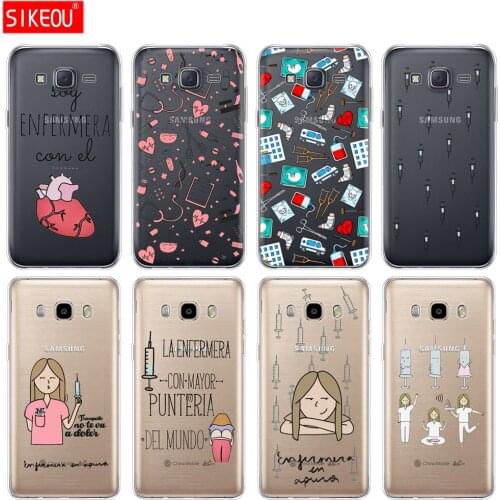 Silicone cover phone case for Samsung Galaxy J1 J2 J3 J5 J7 MINI 2016 2015 prime Cartoon Medicine Nurse transparent shell