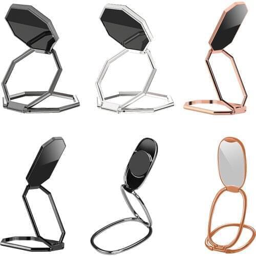 Foldable Mobile Phone Holder Car Magnetic Metal Mobile Phone Holder Stand Ring Buckle Retractable Desktop Mobile Phone Holder